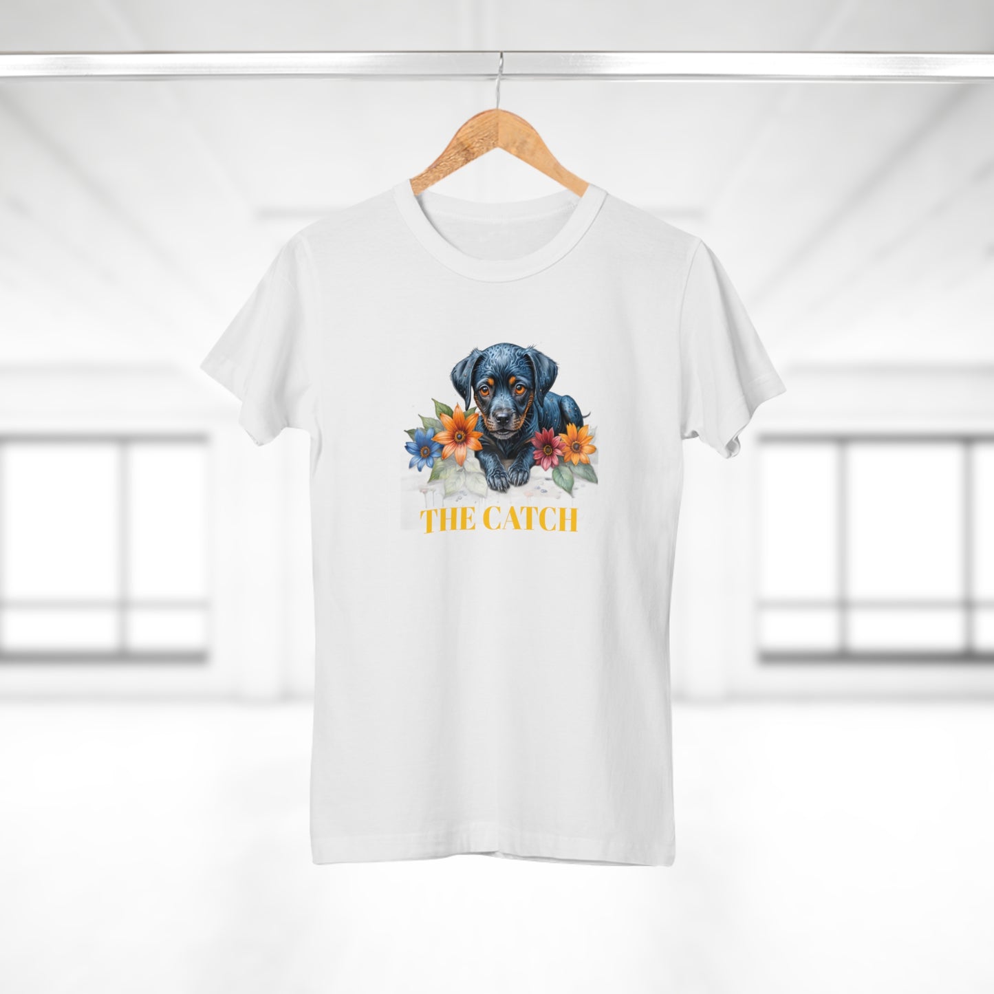 The Catch Dog-Themed Women's T-Shirt - Floral Design for Pet Lovers - THE CATCH