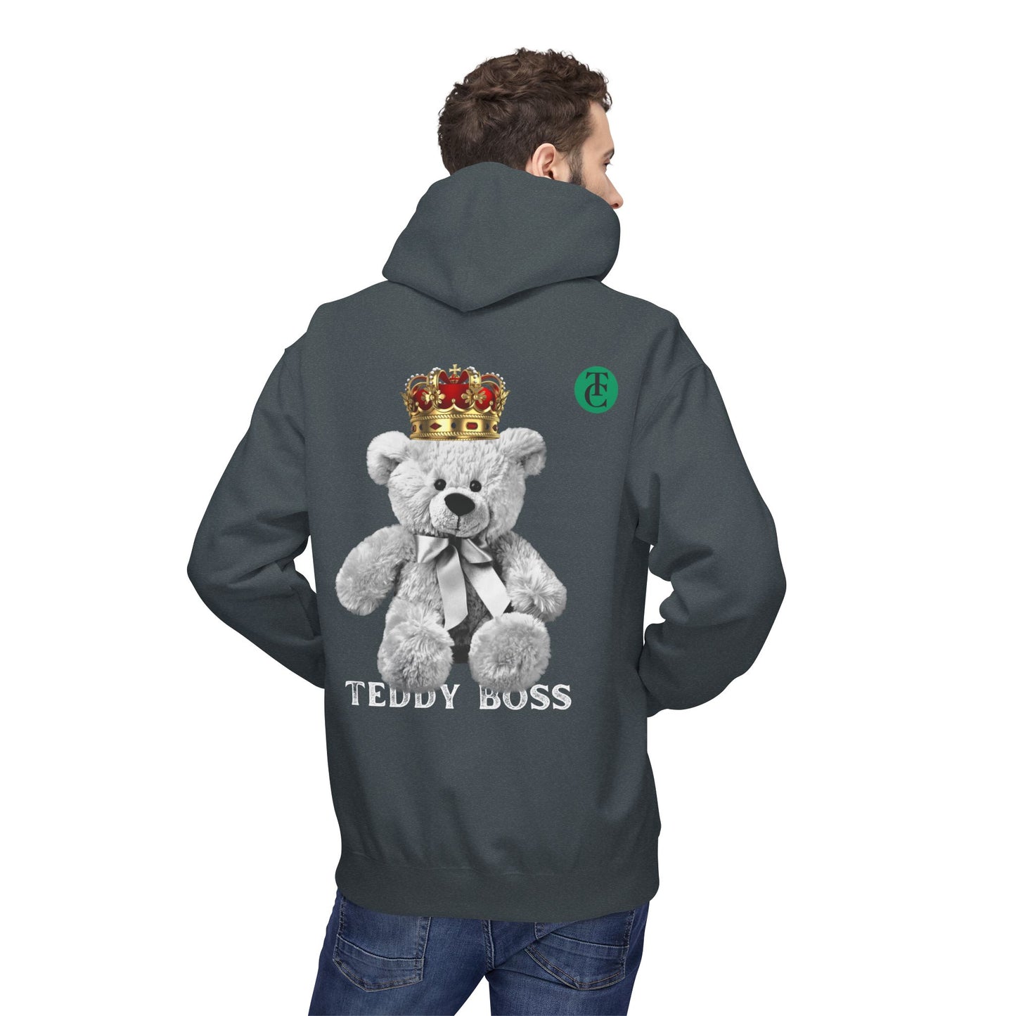 Teddy Boss Hoodie: Midweight Softstyle Fleece with Crowned Bear Design
