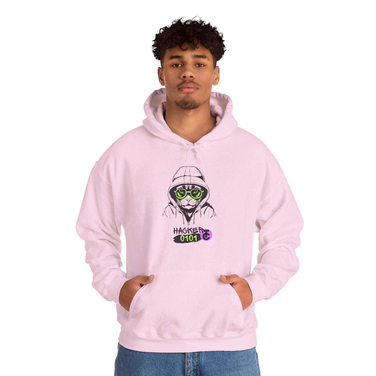 Hacker Cat Hoodie - Cozy Sweatshirt, Streetwear Pullover, Tech Enthusiast Gift, Cyberpunk Apparel, Casual Fashion