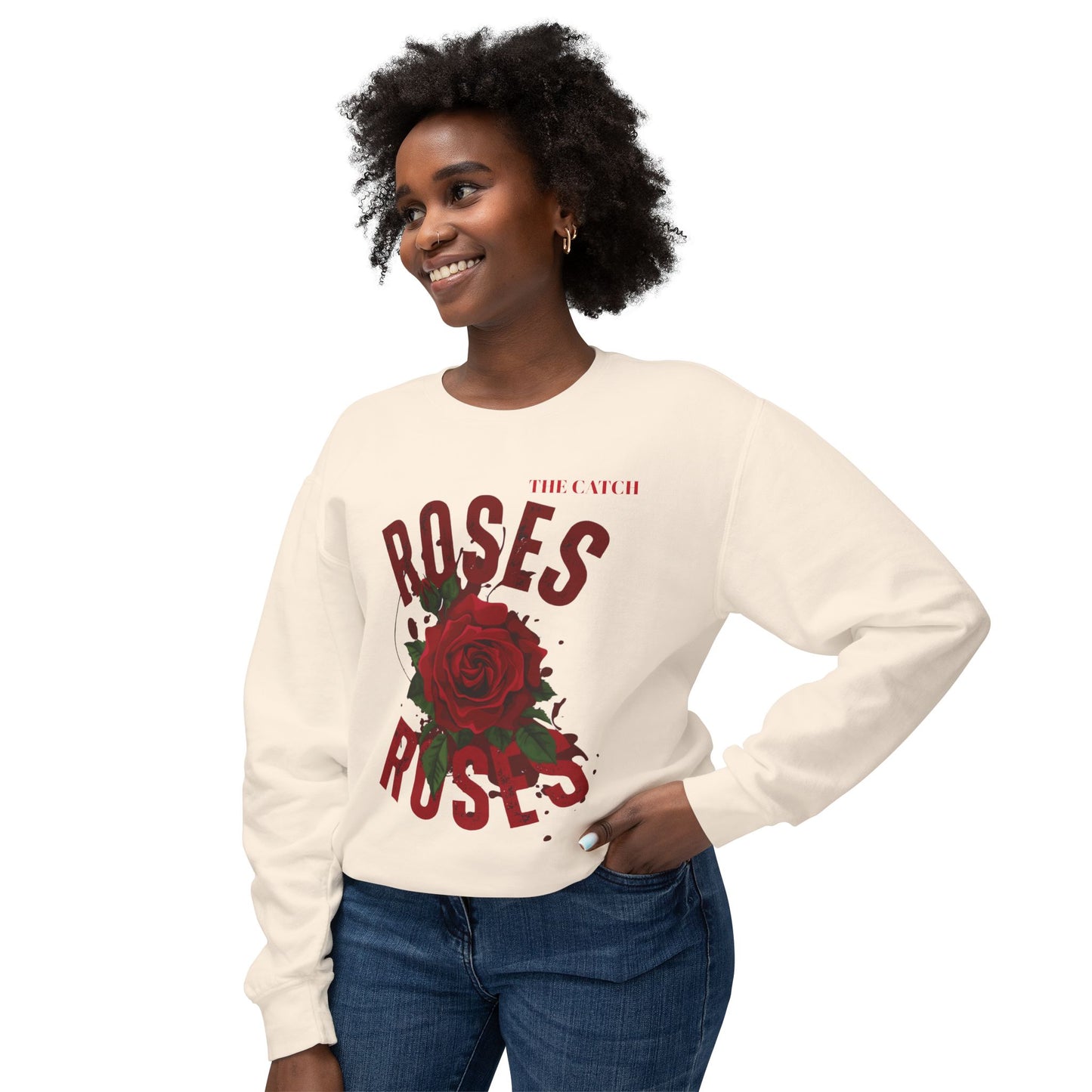 Lightweight Crewneck Sweatshirt - Roses Design