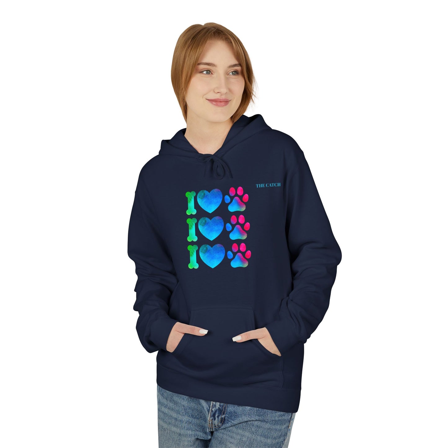 I Love Pets Midweight Softstyle Fleece Hoodie – Perfect Gift for Animal Lovers