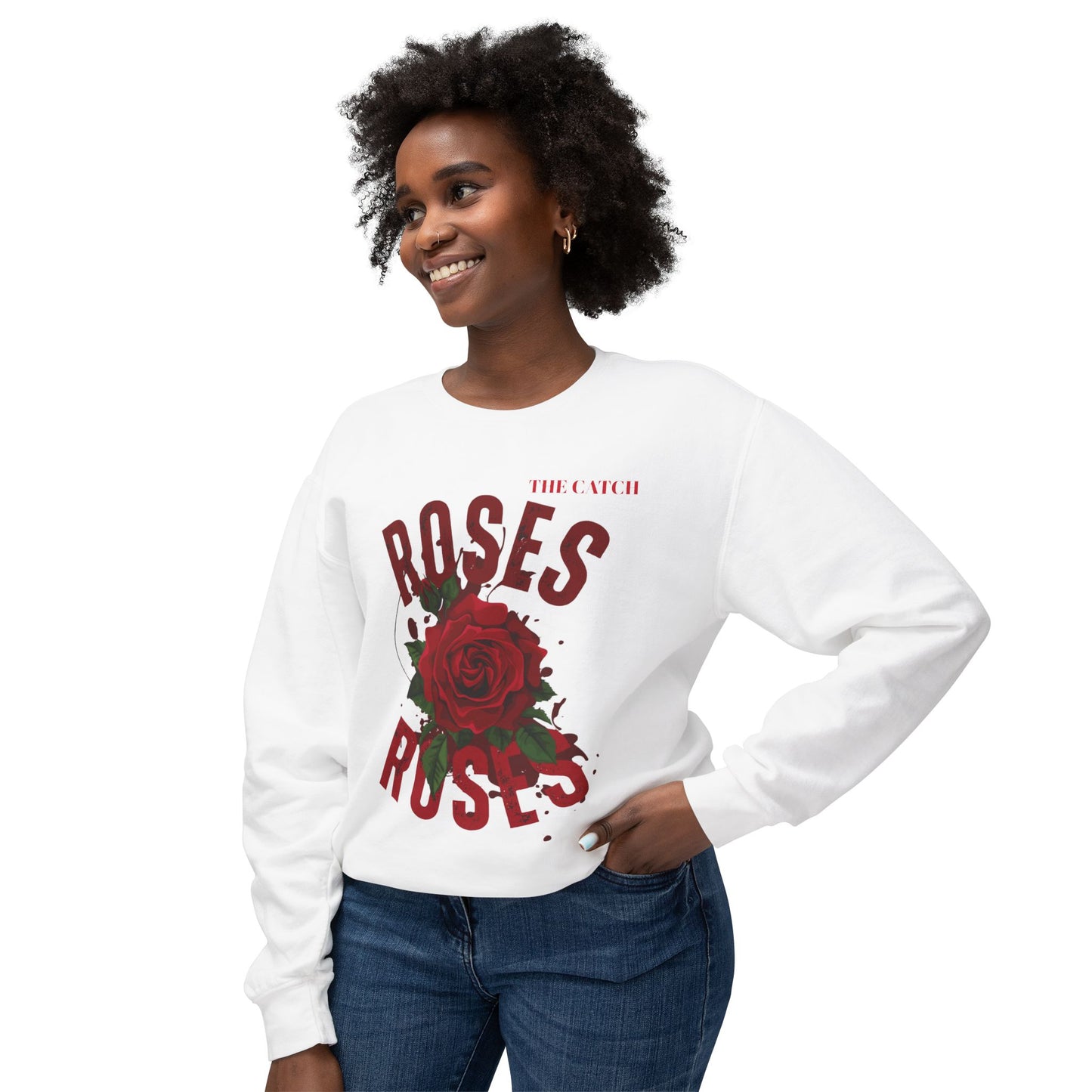 Lightweight Crewneck Sweatshirt - Roses Design