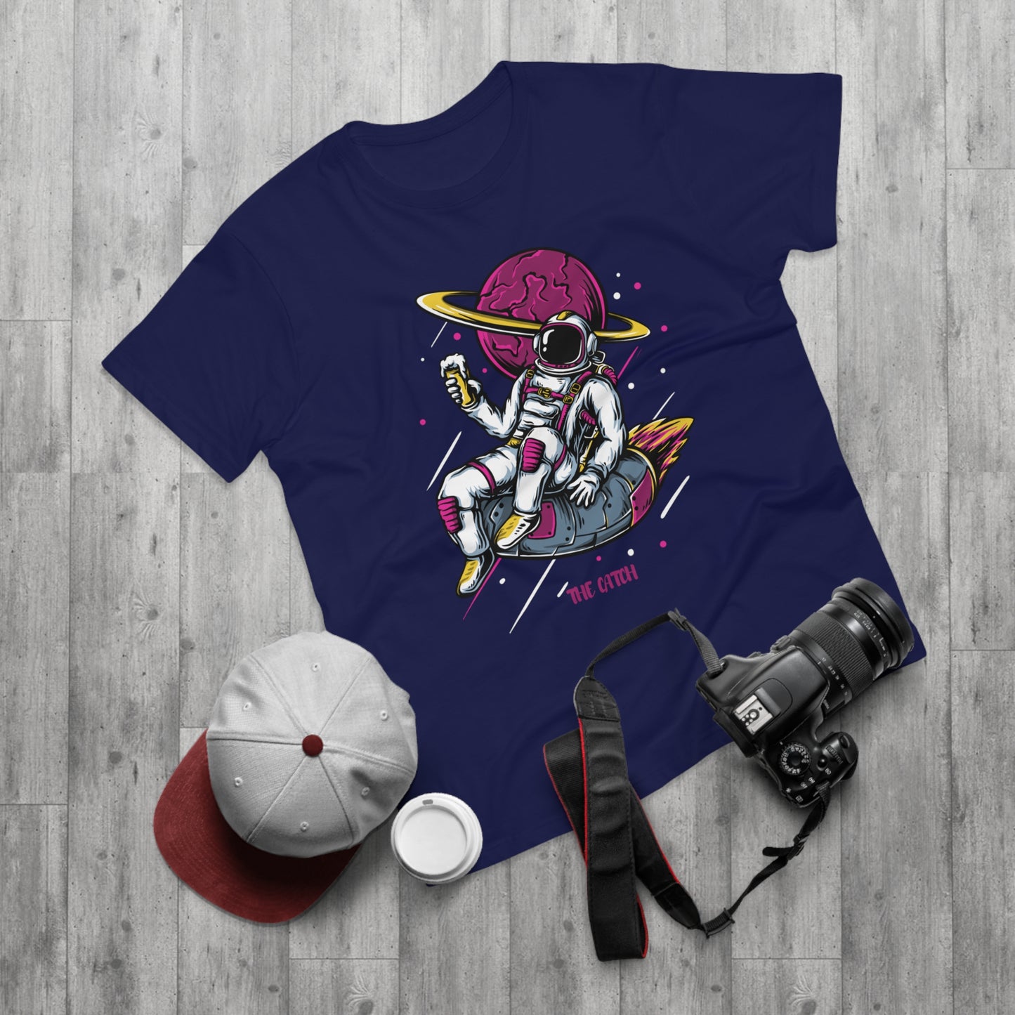 Cosmic Adventure Men's T-Shirt - Retro Astronaut Design