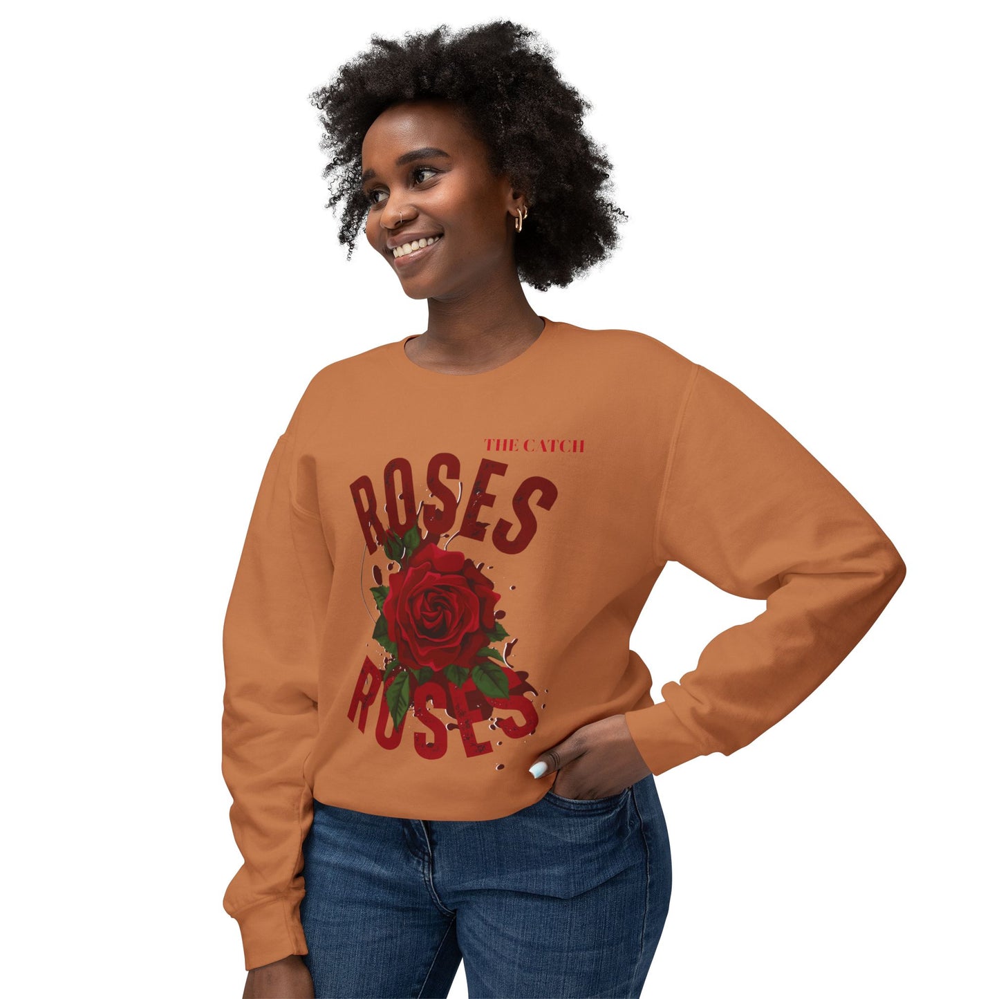 Lightweight Crewneck Sweatshirt - Roses Design