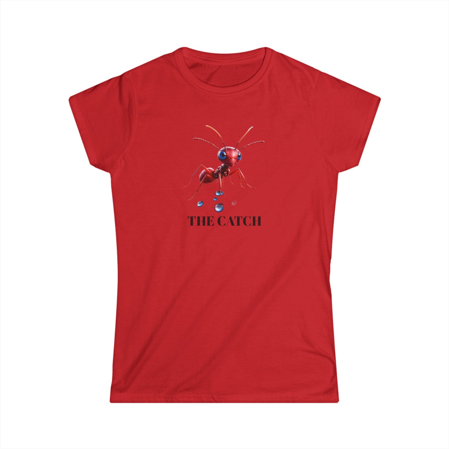 Women's Softstyle Tee - 'The Catch' Ant Graphic Shirt for Nature Lovers - THE CATCH
