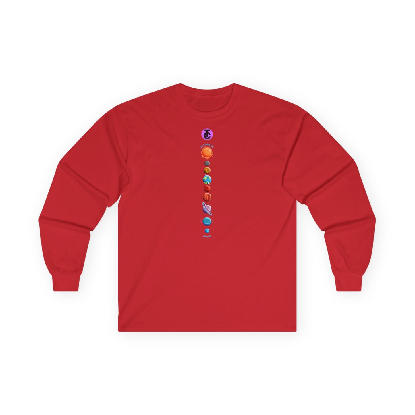 Man's Long Sleeve Tee - Cosmic Planets Design - Perfect for Astronomers & Space Lovers