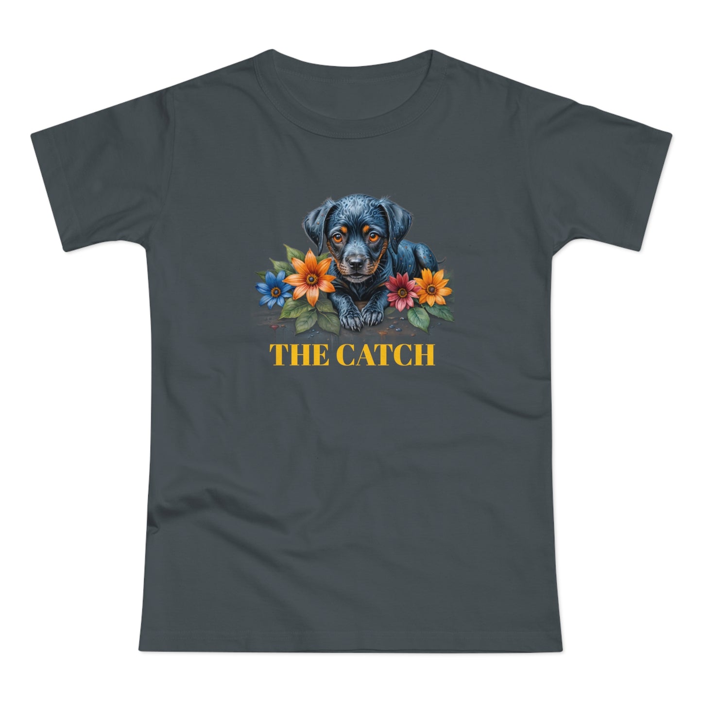 The Catch Dog-Themed Women's T-Shirt - Floral Design for Pet Lovers - THE CATCH