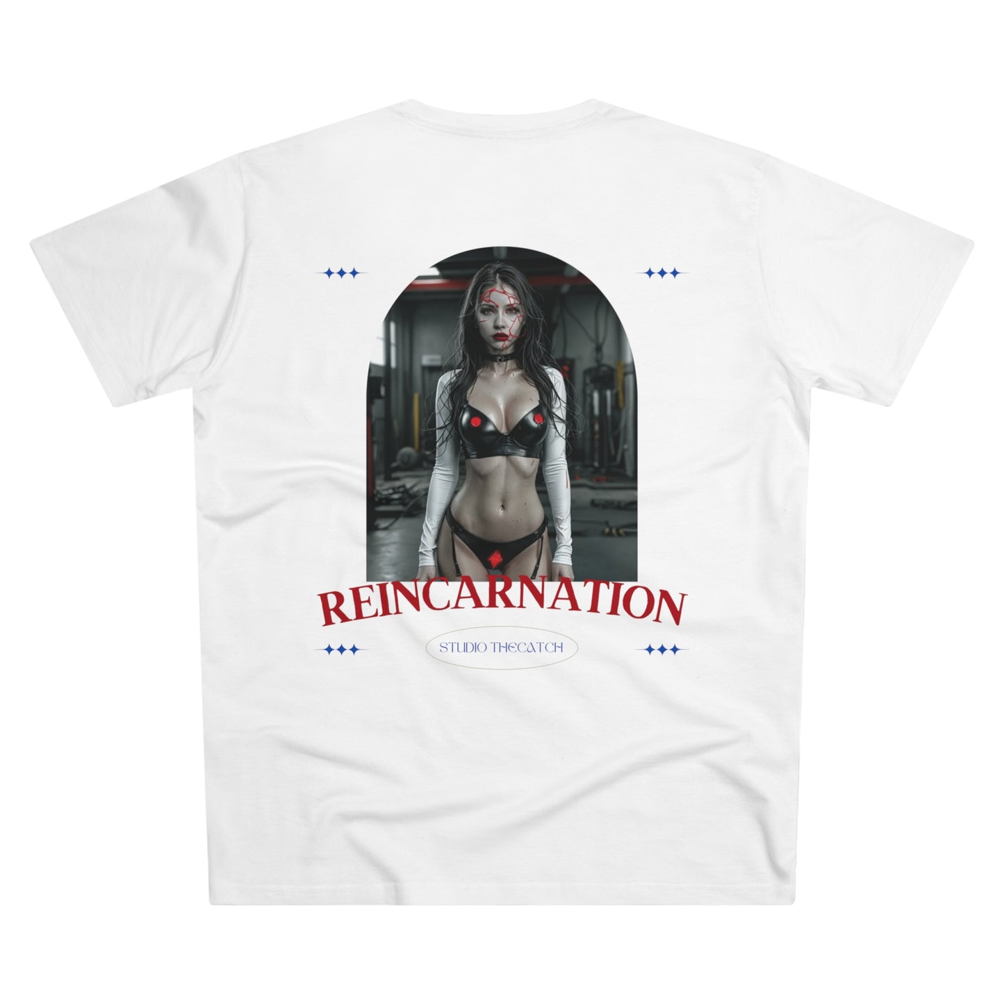 Men's Modern-fit Tee - 'The Catch' Graphic Tee with 'Reincarnation' Design