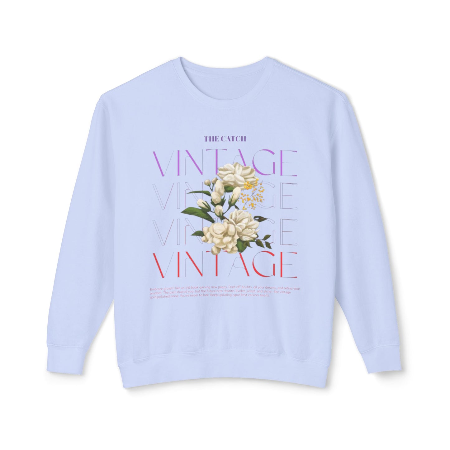 Vintage Floral Women's Lightweight Crewneck Sweatshirt - Casual & Stylish Design - THE CATCH