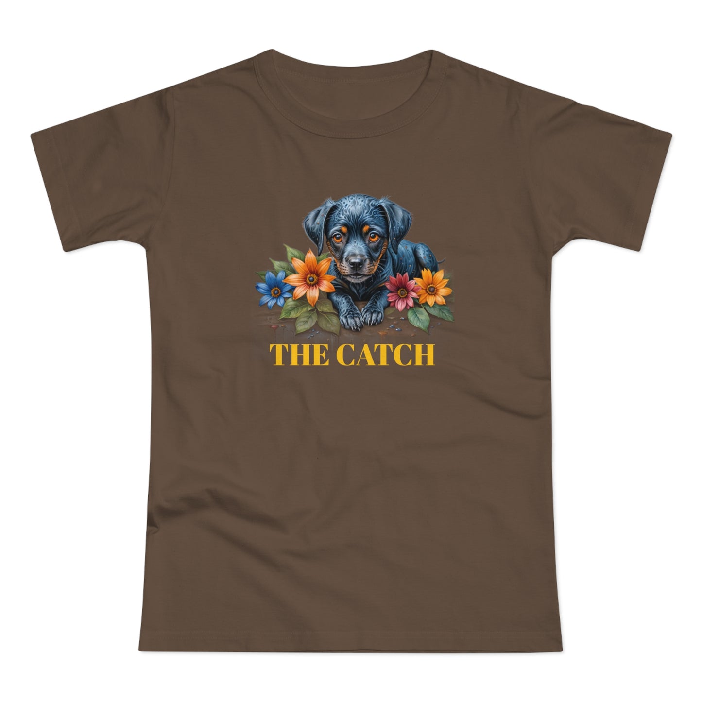 The Catch Dog-Themed Women's T-Shirt - Floral Design for Pet Lovers - THE CATCH