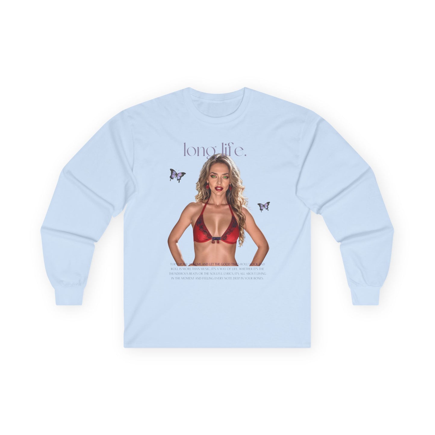 Long Sleeve Tee - 'Long Life' Graphic with Butterfly Design - THE CATCH