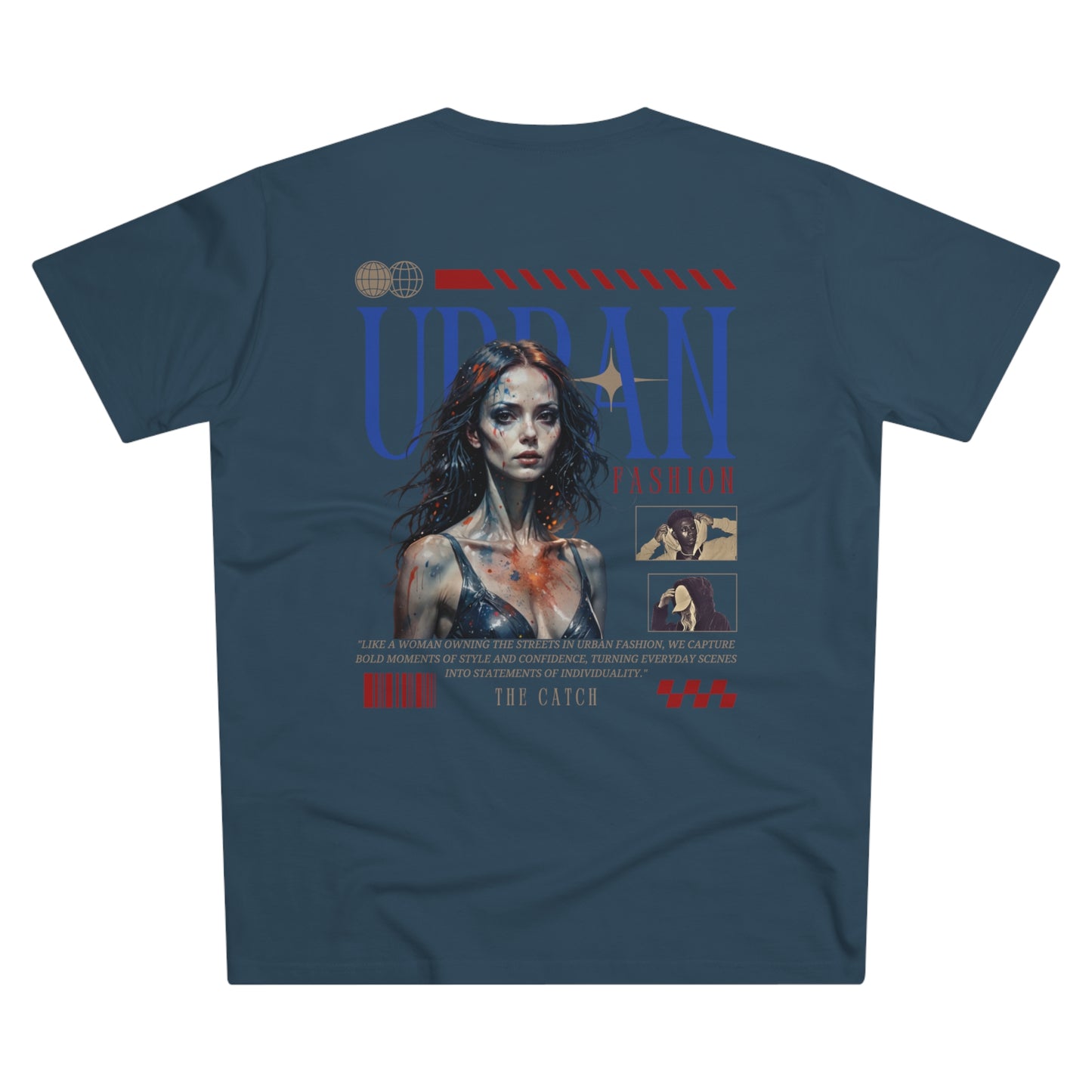 Urban Fashion Men's Modern-fit Tee - 'THE CATCH' Graphic Shirt for Trendsetters