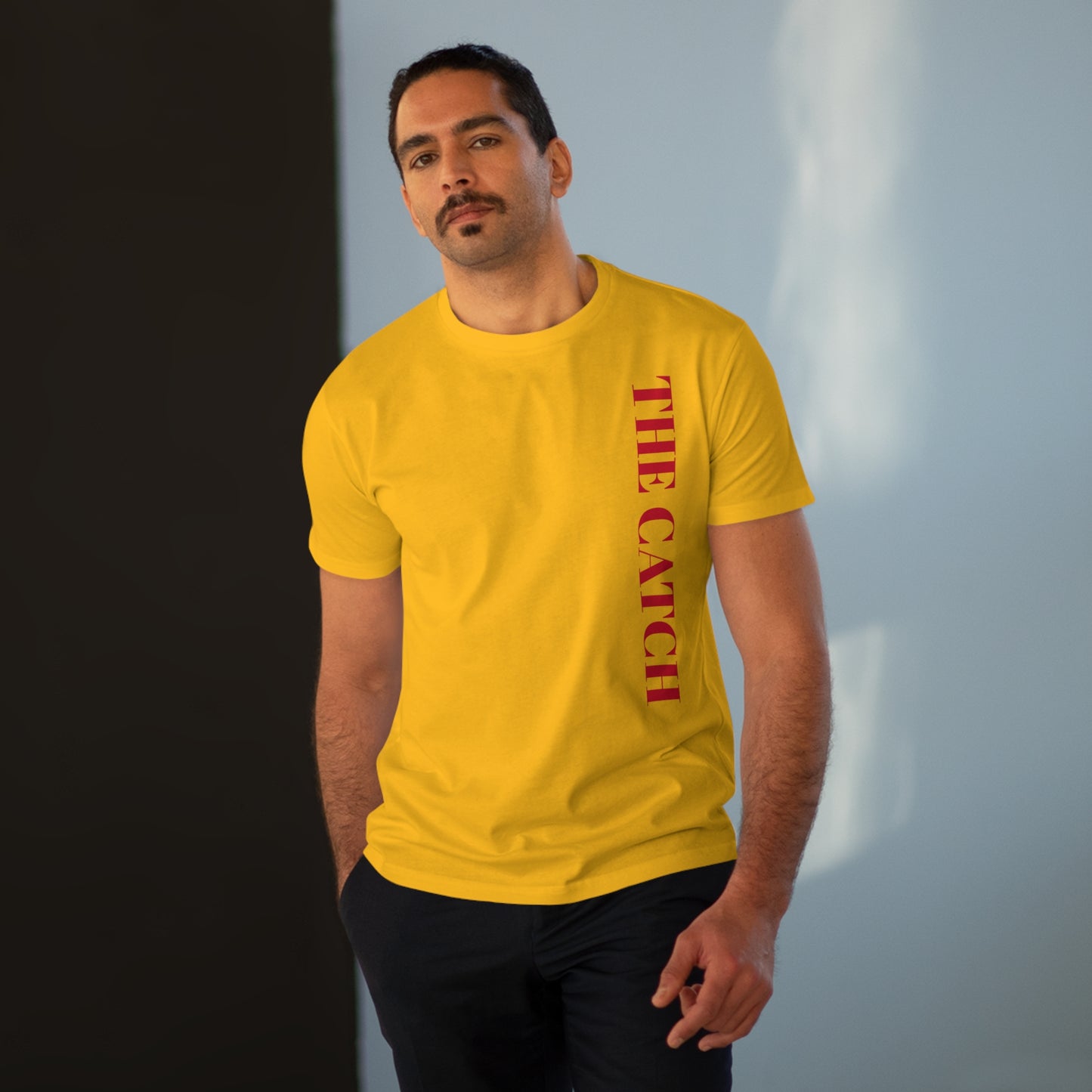 Urban Fashion Men's Modern-fit Tee - 'THE CATCH' Graphic Shirt for Trendsetters - THE CATCH