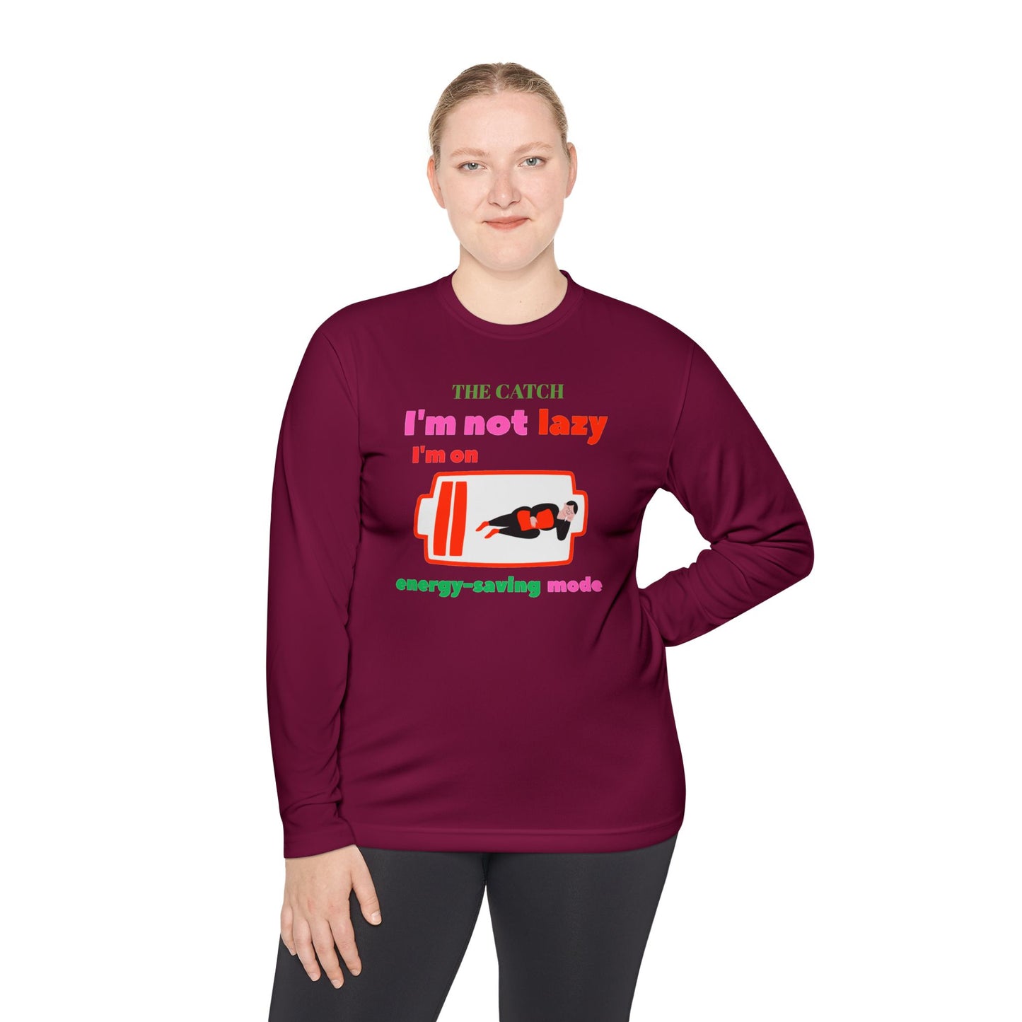 Women's Lightweight Long Sleeve Tee - I'm Not Lazy, I'm on Energy-Saving Mode - THE CATCH