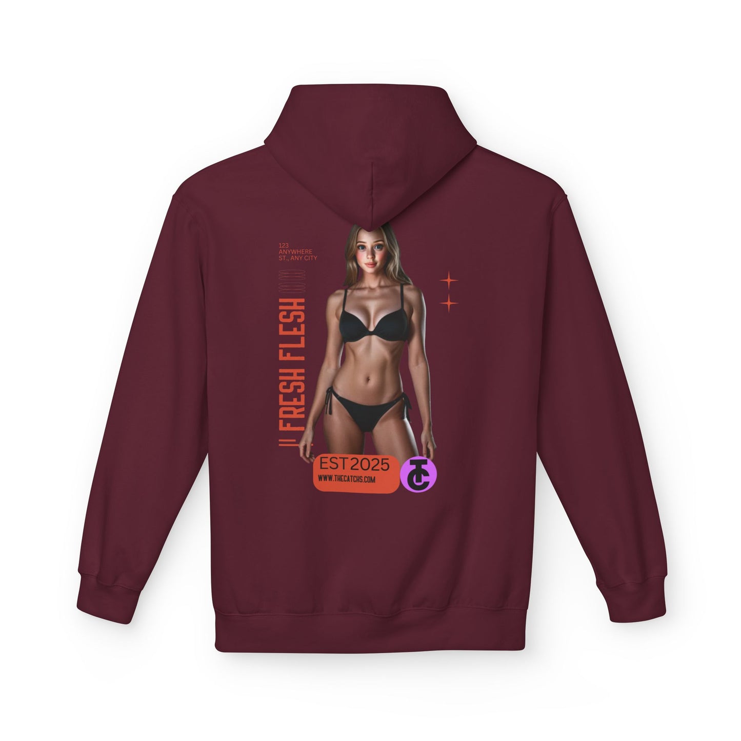 Fresh Flesh Graphic Hoodie for Trendsetters Midweight Fleece Sweatshirt - THE CATCH
