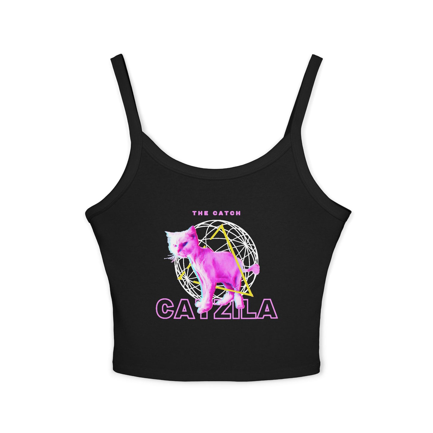 Colorful Cat Graphic Women's Tank Top, Summer Tops, Cute Cat Apparel, Gifts for Cat Lovers, Trendy Spaghetti Strap Shirt - THE CATCH