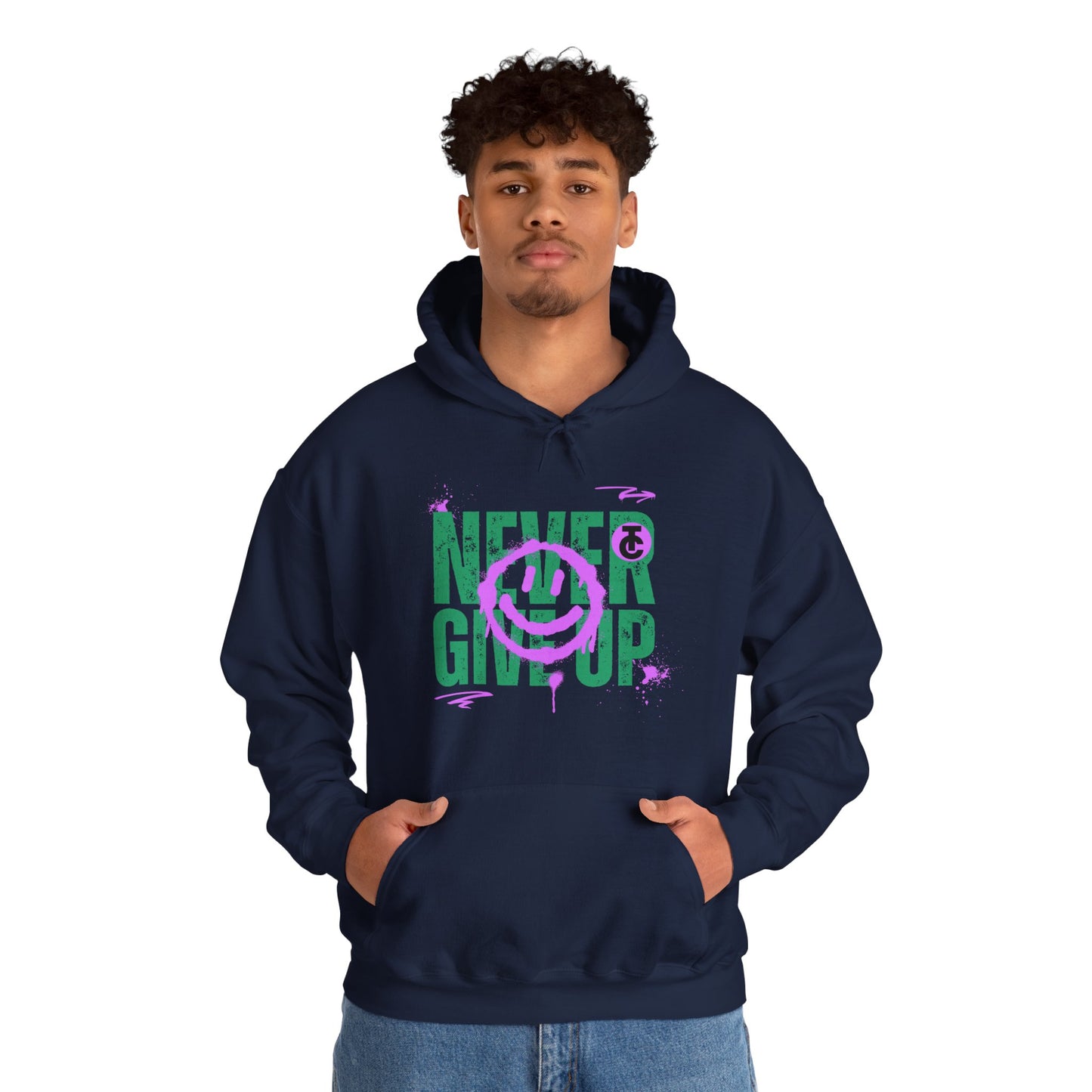 Motivational Sweatshirt - "Never Give Up" Hoodie, Cozy Gift for Friends, Inspirational Apparel, Perfect for Any Occasion