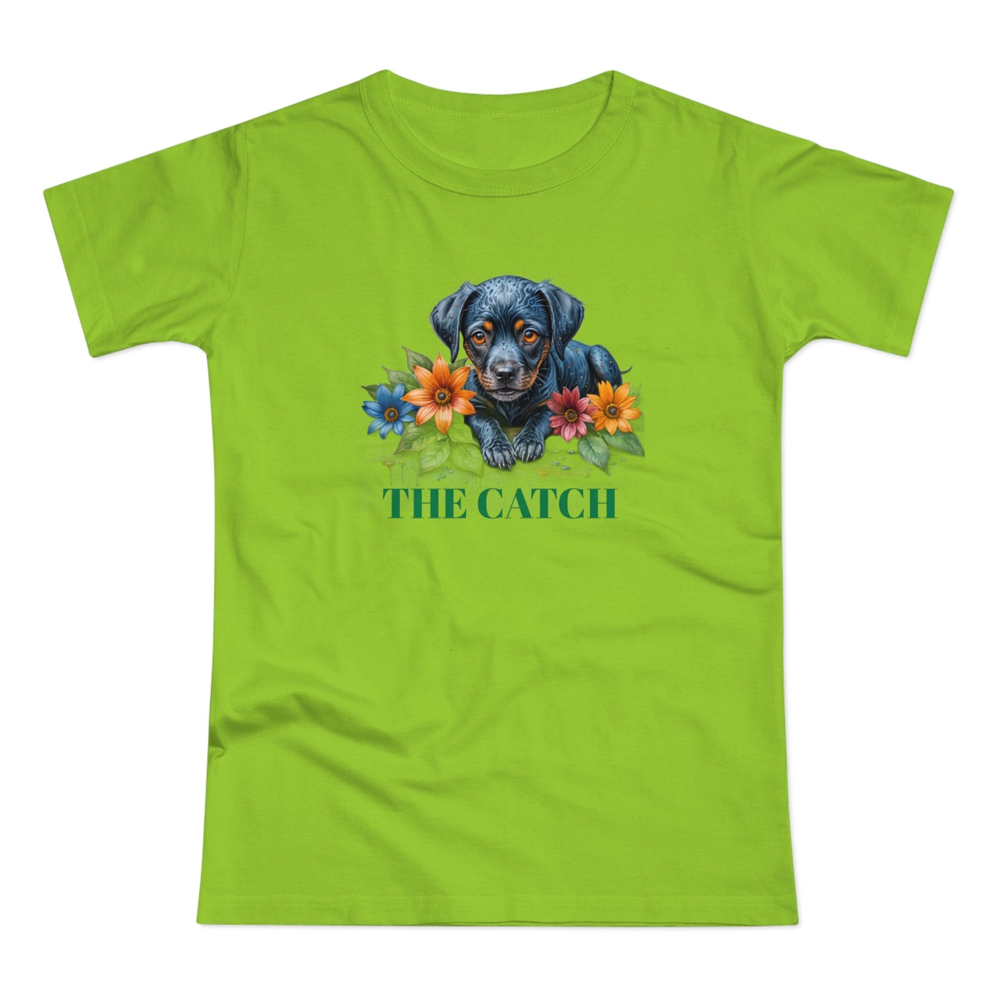 The Catch Dog-Themed Women's T-Shirt - Floral Design for Pet Lovers - THE CATCH
