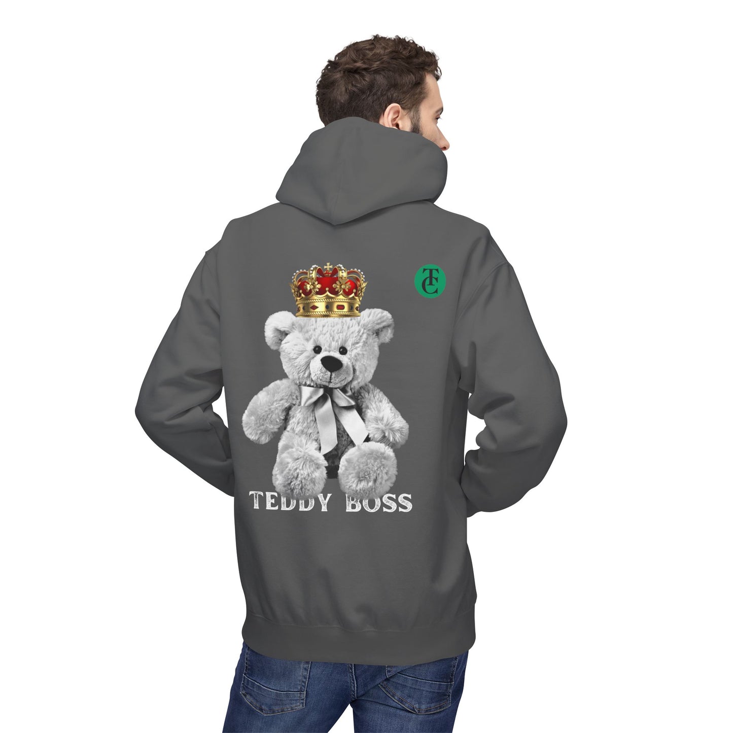 Teddy Boss Hoodie: Midweight Softstyle Fleece with Crowned Bear Design