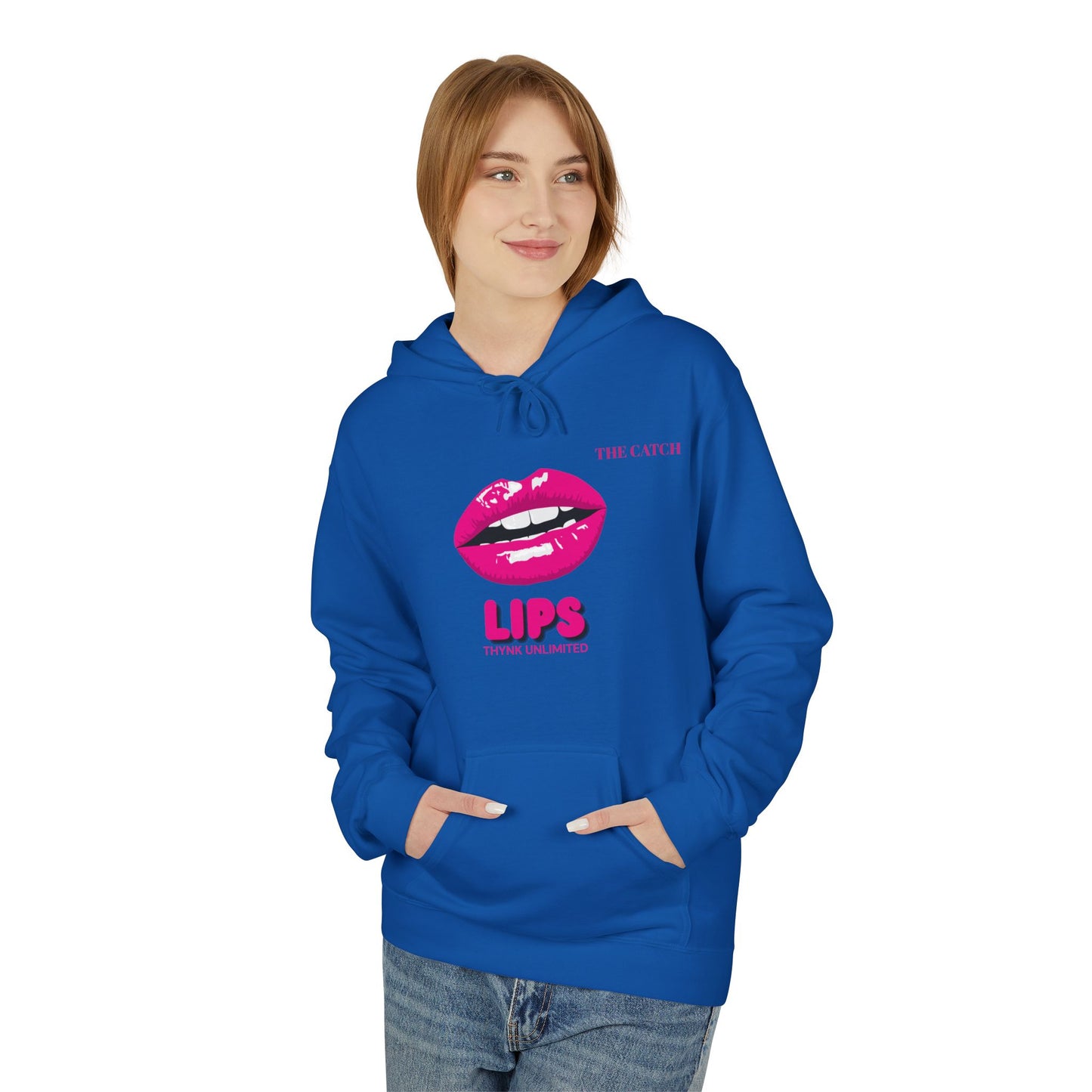 Fleece Hoodie with Chic Lip Design - Perfect for Casual Outings and Gifts