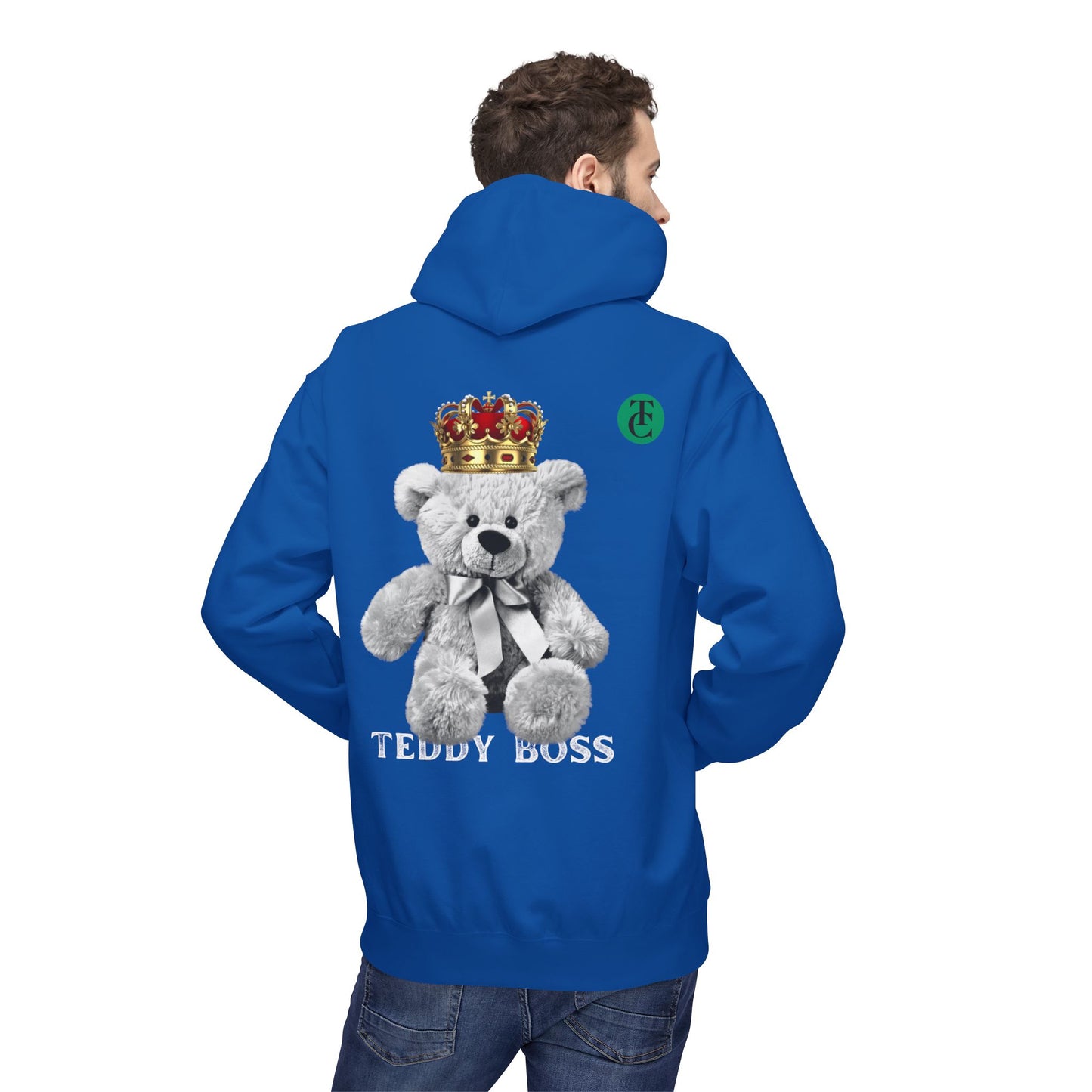 Teddy Boss Hoodie: Midweight Softstyle Fleece with Crowned Bear Design