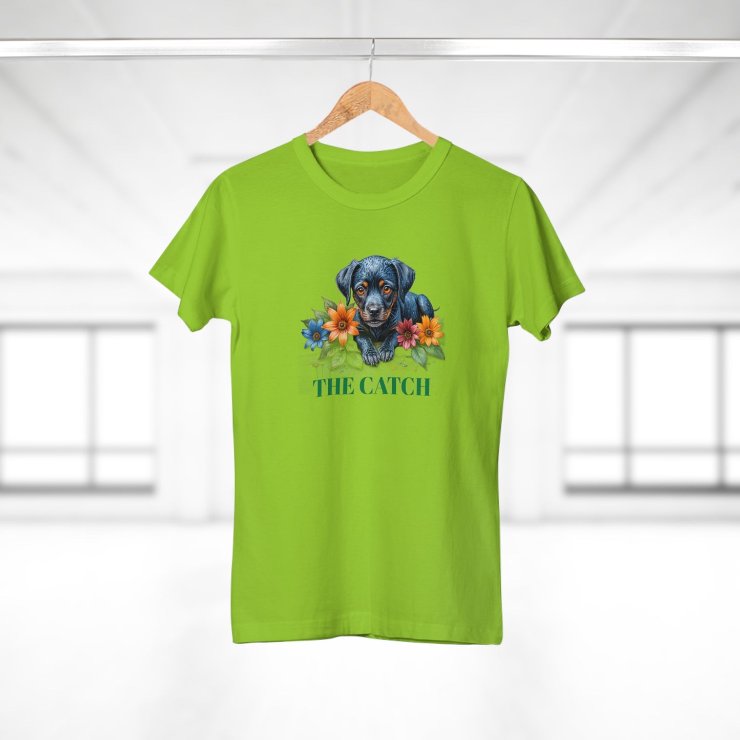 The Catch Dog-Themed Women's T-Shirt - Floral Design for Pet Lovers - THE CATCH