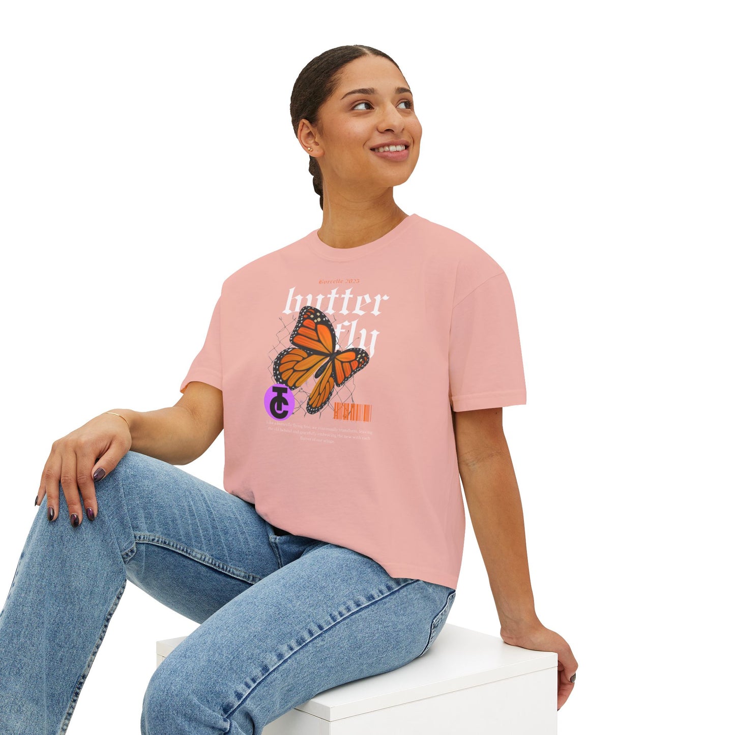 Bohemian Butterfly Women's Boxy Tee, Casual Tee, Graphic Tee, Summer Shirt, Nature Lover Gift - THE CATCH