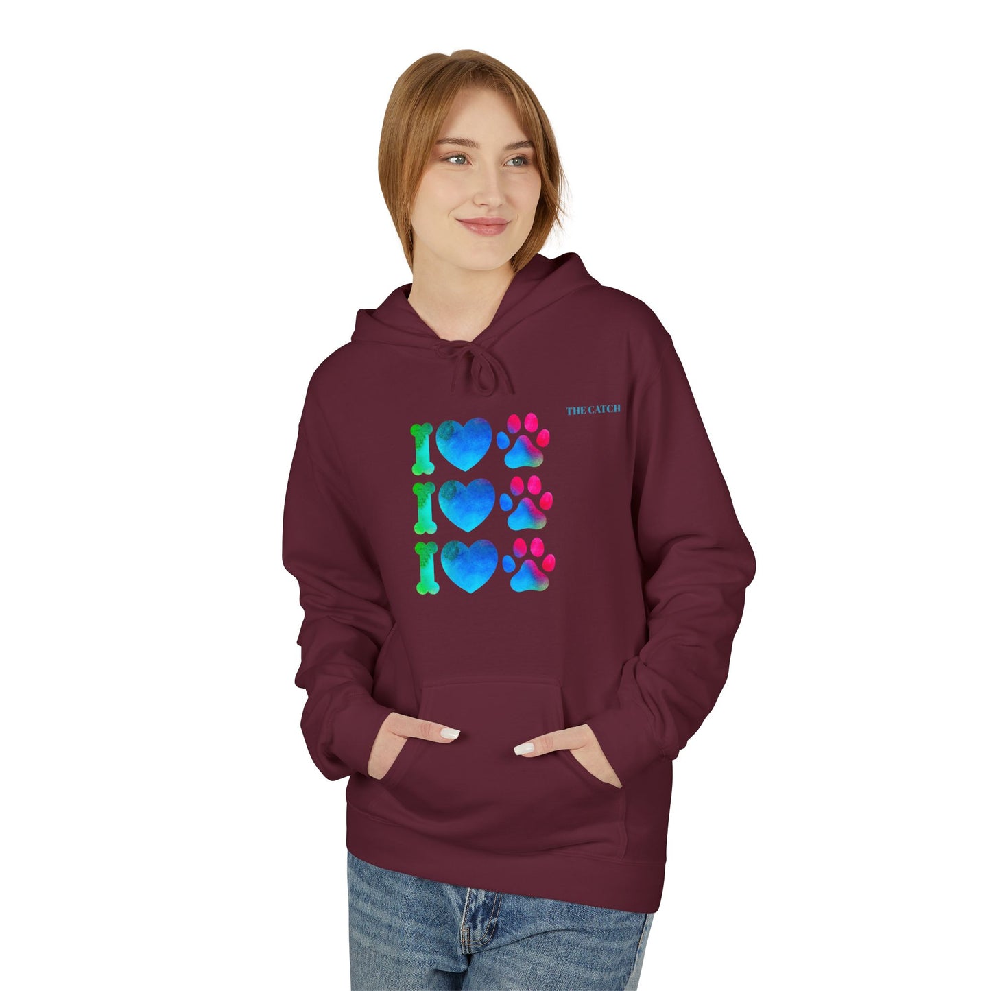 I Love Pets Midweight Softstyle Fleece Hoodie – Perfect Gift for Animal Lovers