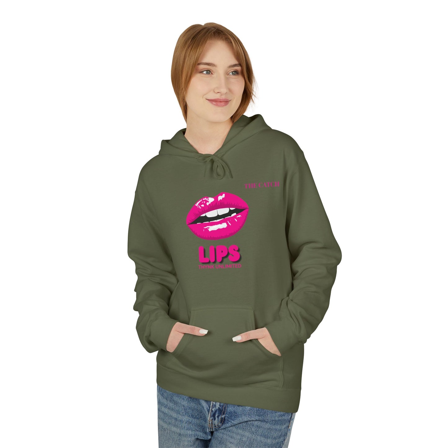 Fleece Hoodie with Chic Lip Design - Perfect for Casual Outings and Gifts
