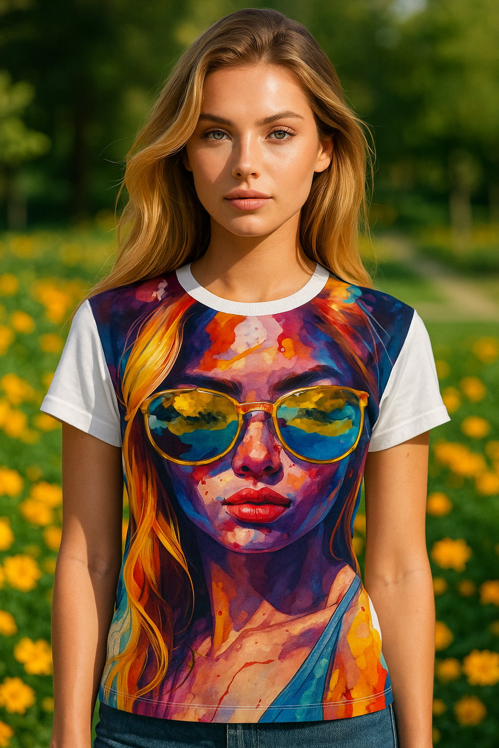 Vibrant Art Print Women's T-Shirt - Colorful Graphic Tee for Trendsetters - THE CATCH