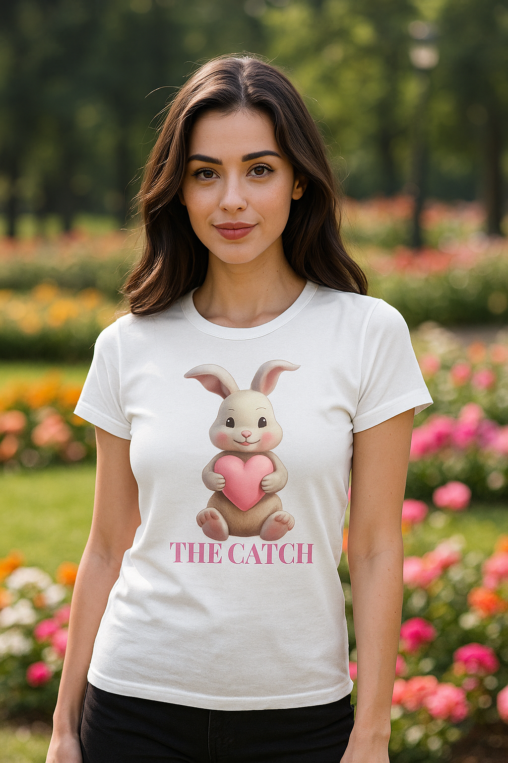 Cute Bunny Graphic Tee - "The Catch" Women's Softstyle Shirt for Easter and Spring - THE CATCH