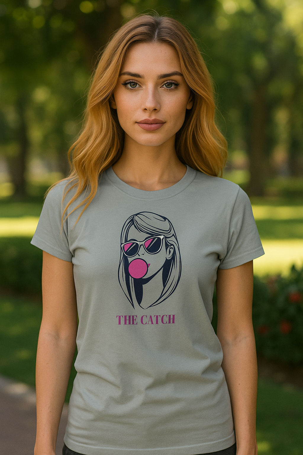 Fashionable Women's T-Shirt - 'The Catch' Graphic Tee for Summer Vibes - THE CATCH