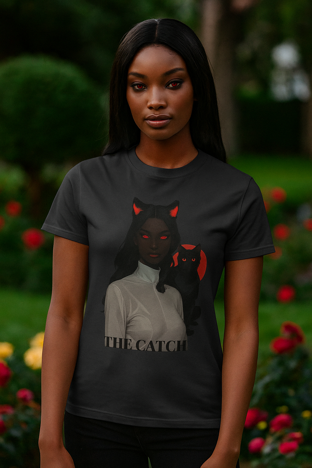 The Catch Women's T-Shirt - Stylish Cat-Themed Graphic Tee for Cat Lovers - THE CATCH