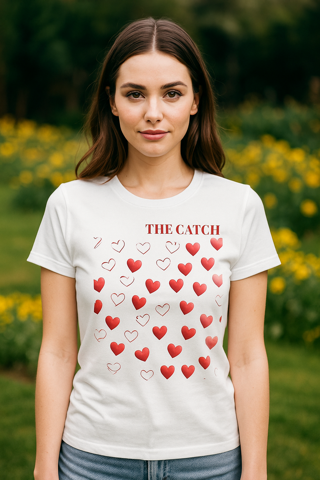Romantic Hearts Women's T-Shirt - 'The Catch' Design - THE CATCH