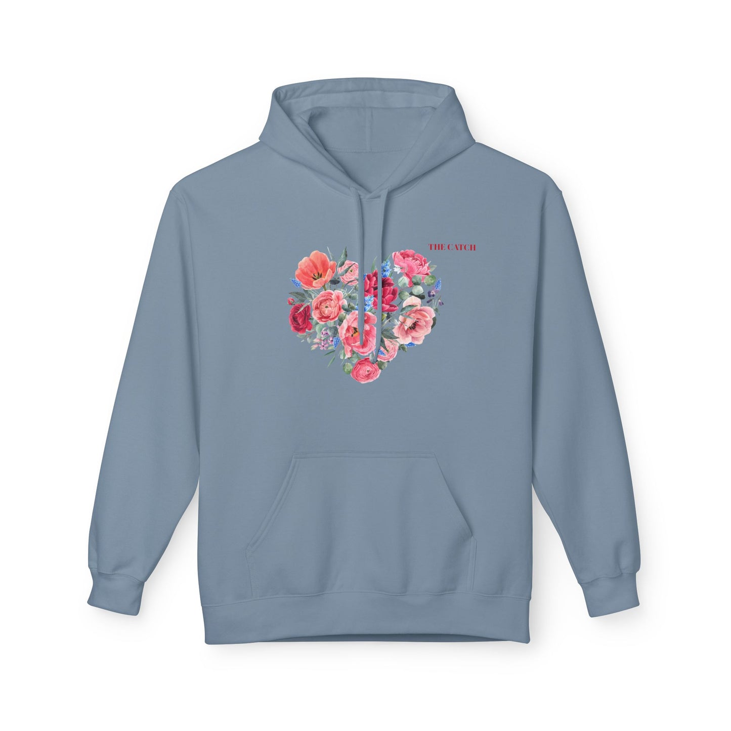 Floral Heart Fleece Hoodie - Softstyle Sweatshirt