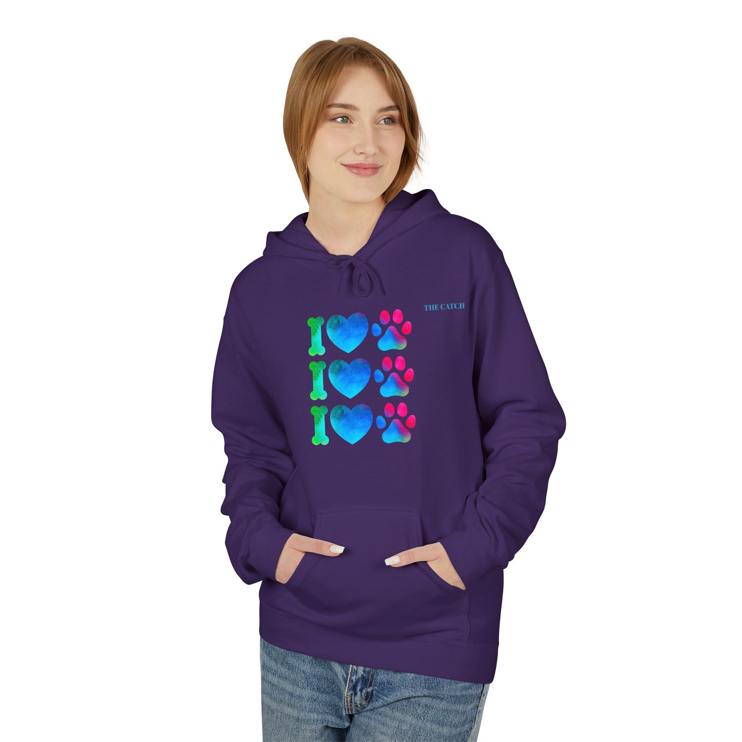 I Love Pets  Midweight Softstyle Fleece Hoodie – Perfect Gift for Animal Lovers
