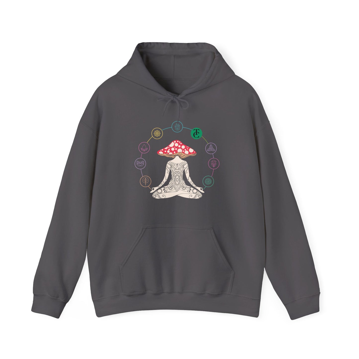Meditative Mushroom Hoodie - Hooded Sweatshirt, Spiritual Fashion, Cozy Gift, Yoga Attire, Mindfulness Wear, Fall Fashion - THE CATCH