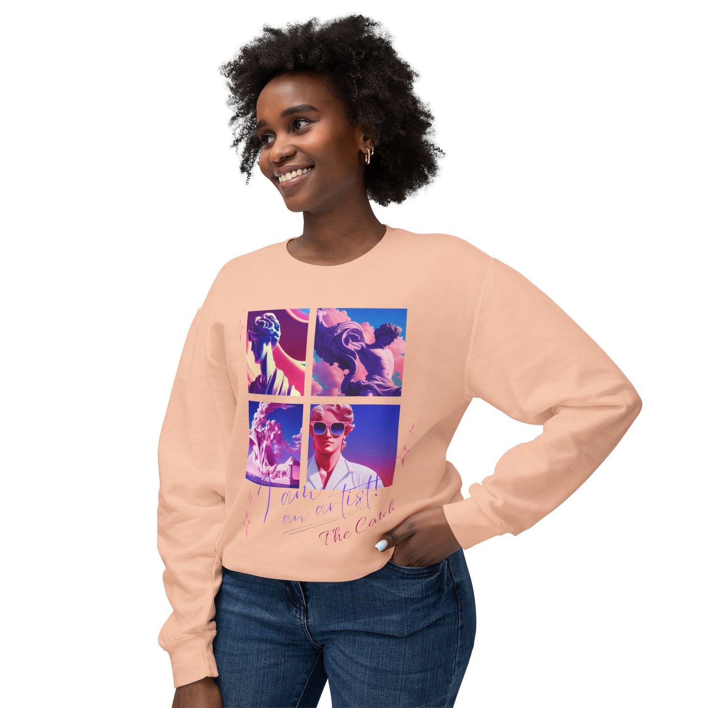 Artistic Crewneck Sweatshirt - "The Catch" Graphic Design - THE CATCH