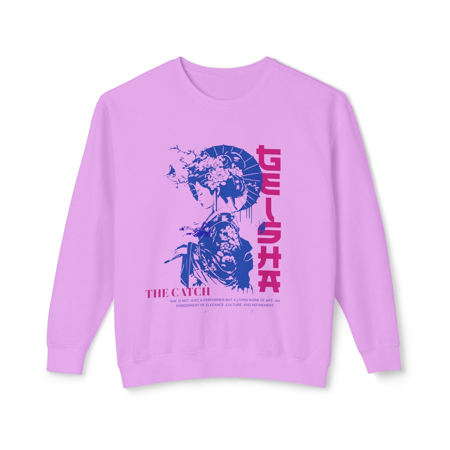 Geisha Artwork Women's Lightweight Crewneck Sweatshirt - Stylish and Cultural Design