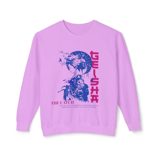 Geisha Artwork Women's Lightweight Crewneck Sweatshirt - Stylish and Cultural Design