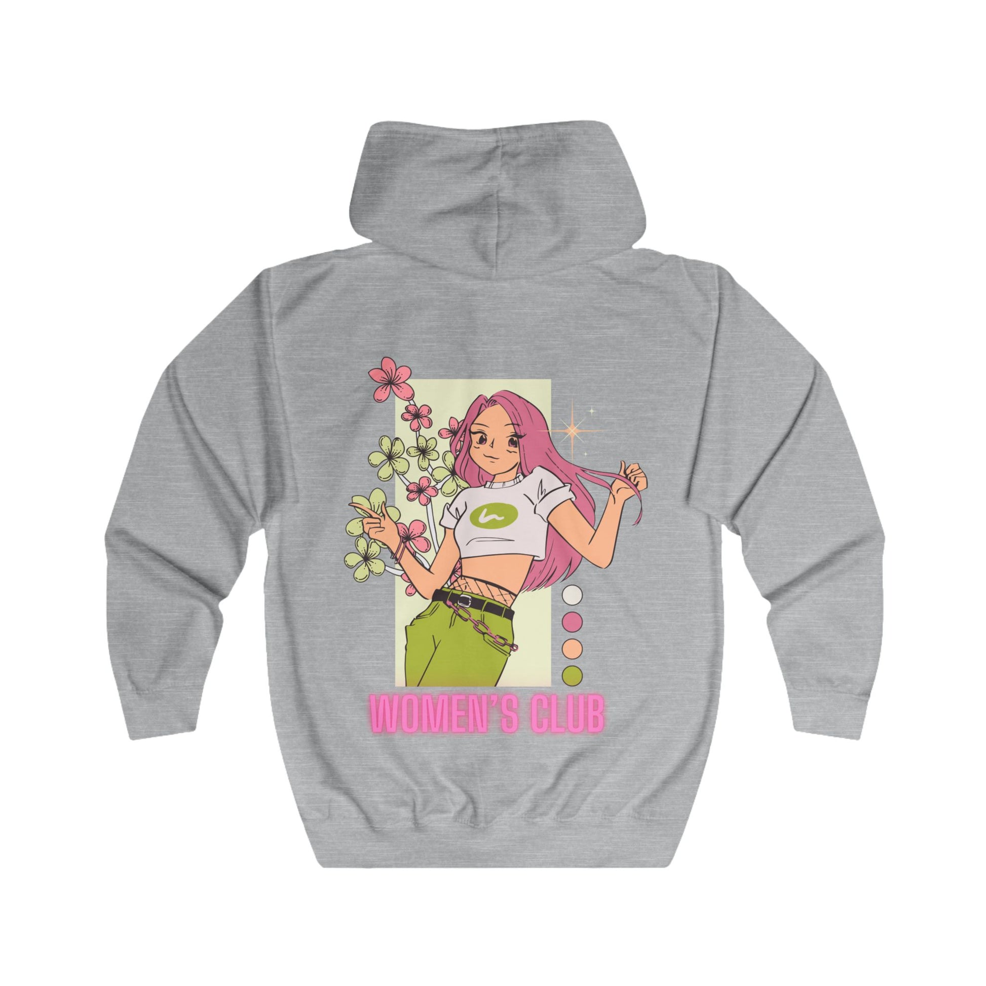 Trendy Women's Club Zip Hoodie - Floral Graphic, Comfortable Full Zip Design - THE CATCH