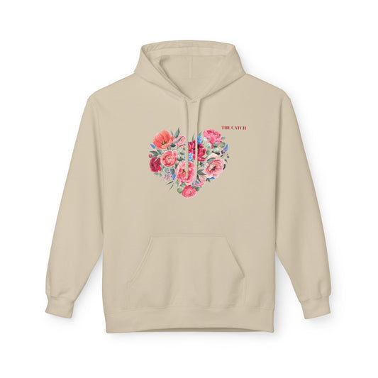 Floral Heart Fleece Hoodie - Softstyle Sweatshirt