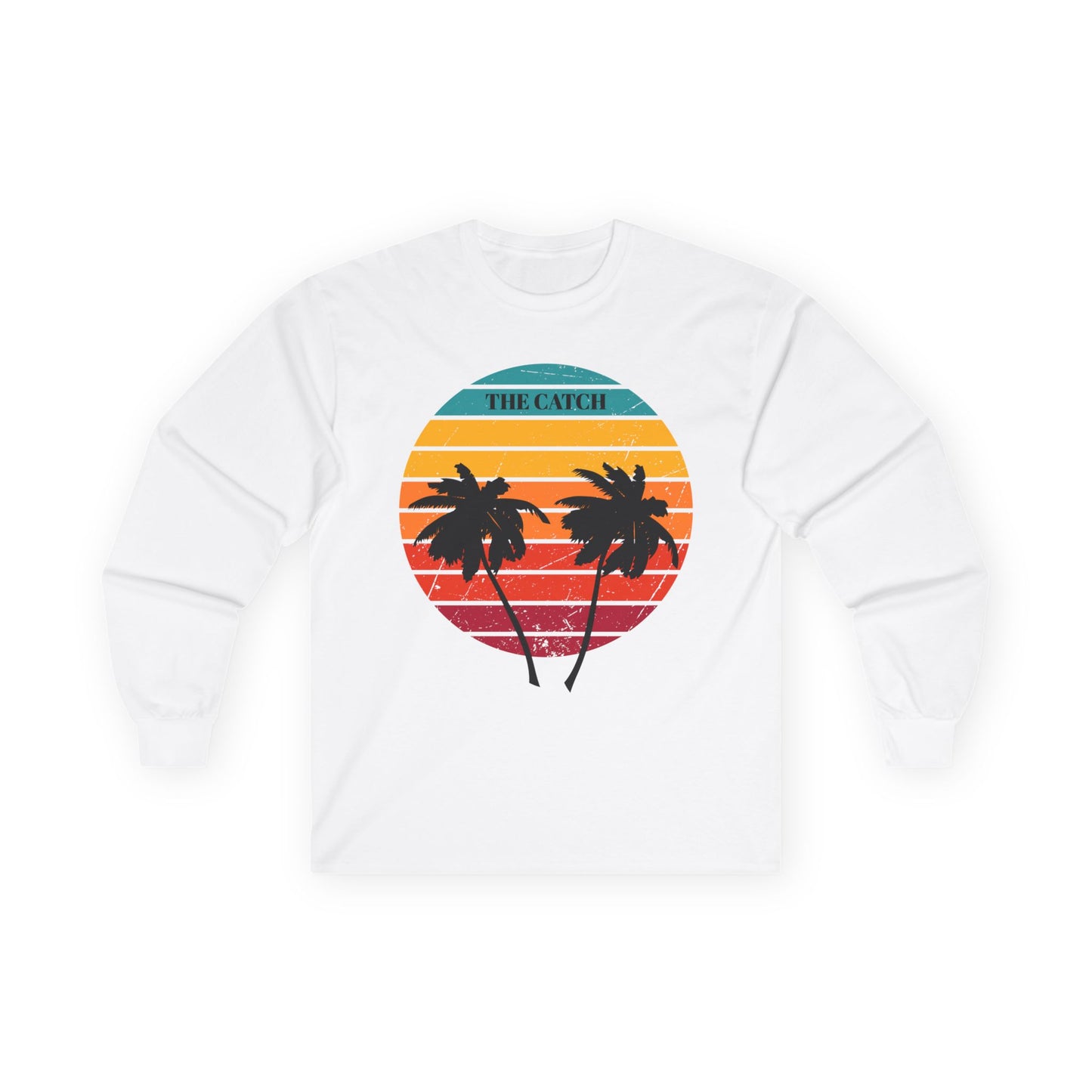 Retro Palm Trees Long Sleeve Tee - Perfect for Beach Vibes & Summer Fun - THE CATCH