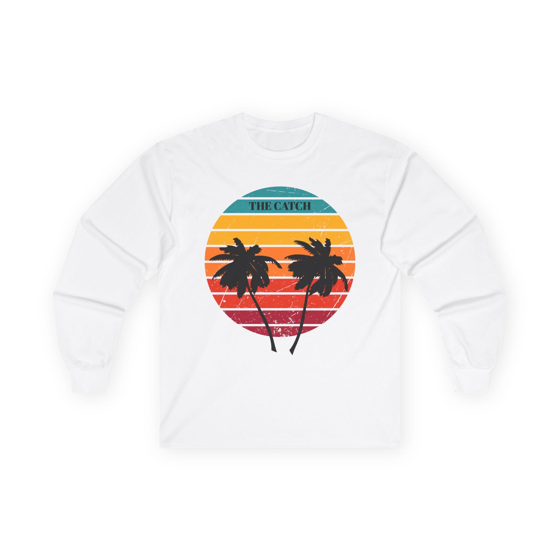 Retro Palm Trees Long Sleeve Tee - Perfect for Beach Vibes & Summer Fun - THE CATCH