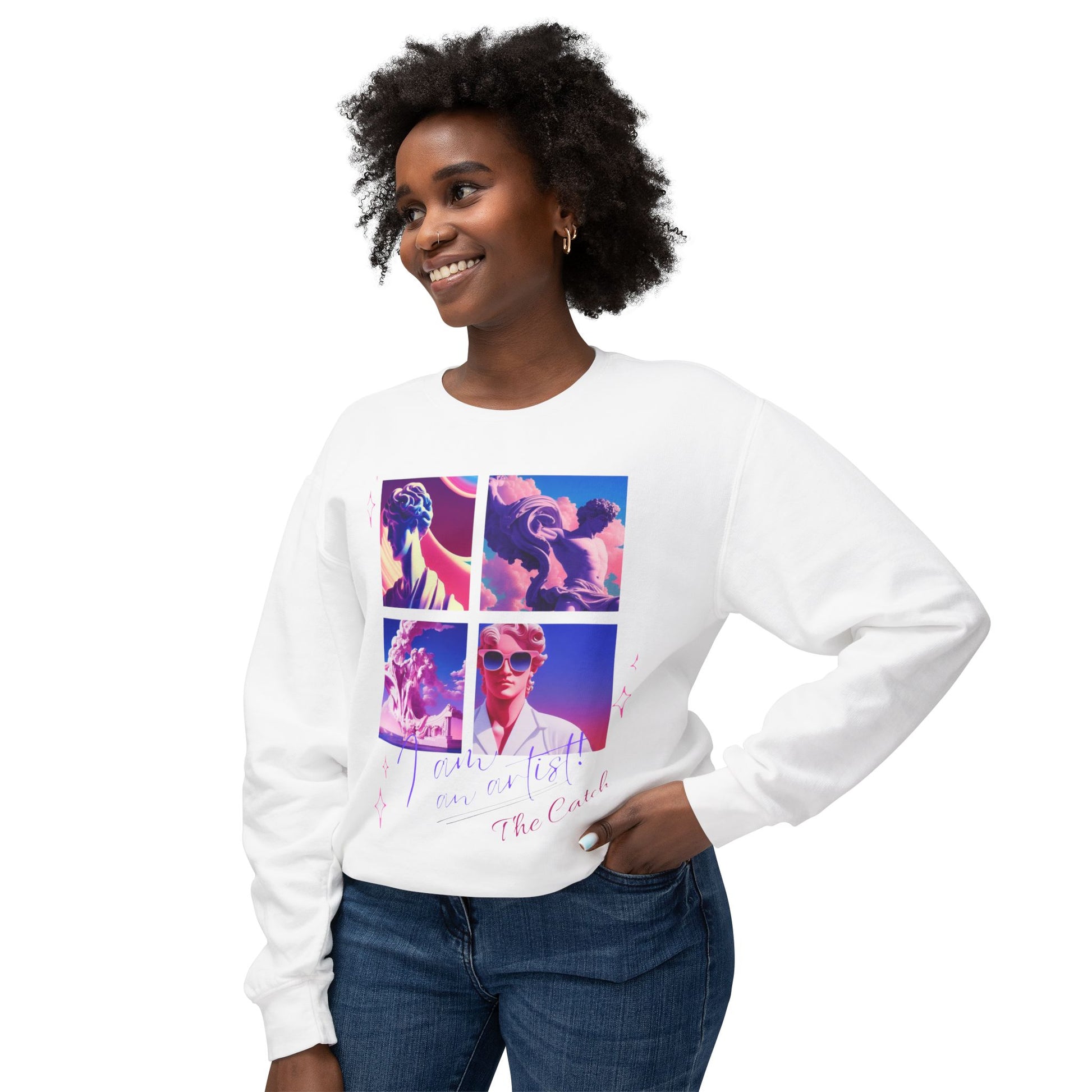 Artistic Crewneck Sweatshirt - "The Catch" Graphic Design - THE CATCH