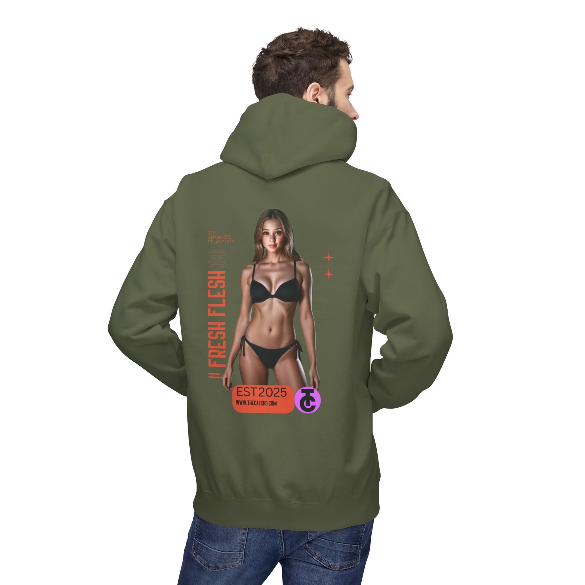 Fresh Flesh Graphic Hoodie for Trendsetters Midweight Fleece Sweatshirt - THE CATCH