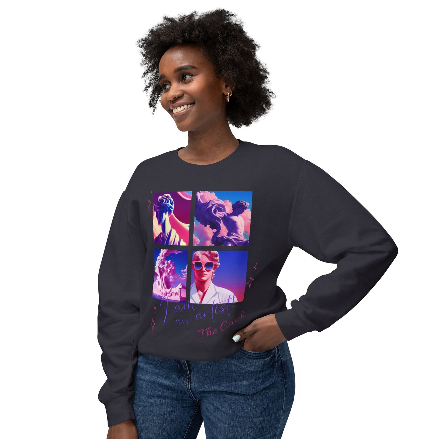 Artistic Crewneck Sweatshirt - "The Catch" Graphic Design