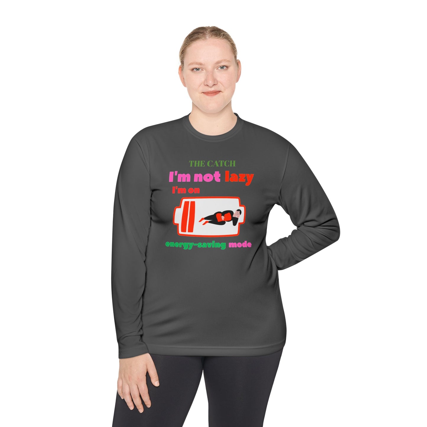 Women's Lightweight Long Sleeve Tee - I'm Not Lazy, I'm on Energy-Saving Mode - THE CATCH