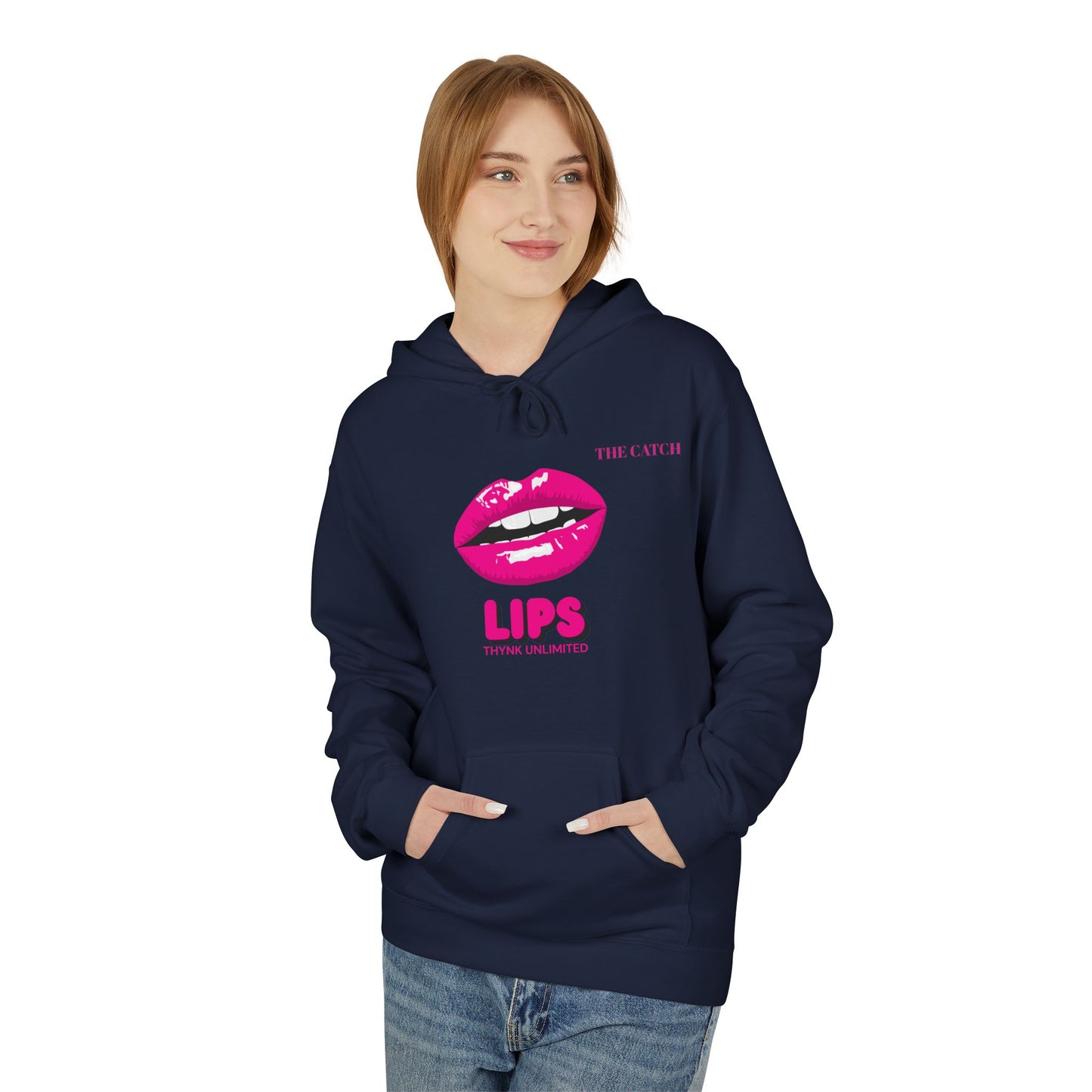 Fleece Hoodie with Chic Lip Design - Perfect for Casual Outings and Gifts