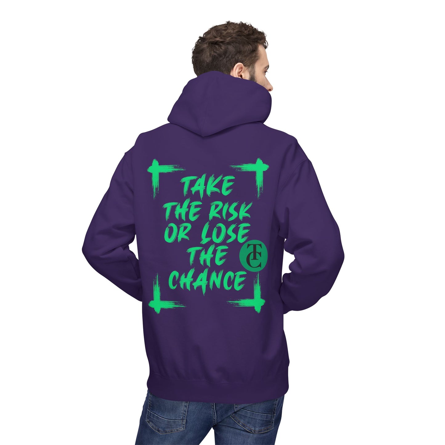 Inspirational  Fleece Hoodie - 'Take the Risk or Lose the Chance' Design